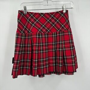 Royal Bones Womens Y2K Plaid Mini Skirt S Grunge Pleated Punk Emo School Girl